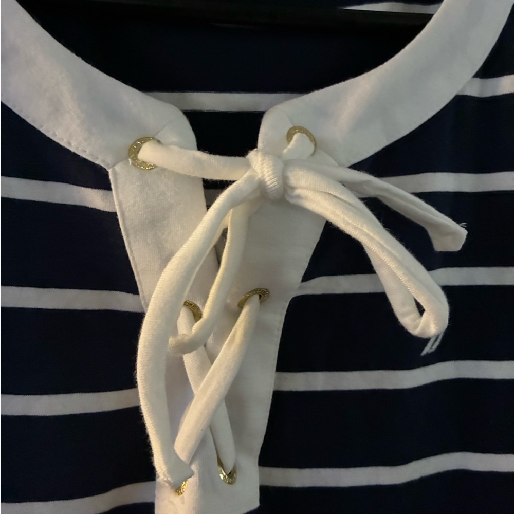 Nautica size large Navy and White Striped women’s Dress large - Picture 4 of 5